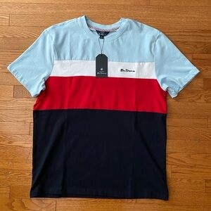 Ben Sherman Striped T Shirt - Light Blue / White / Red / Navy - Men’s Large